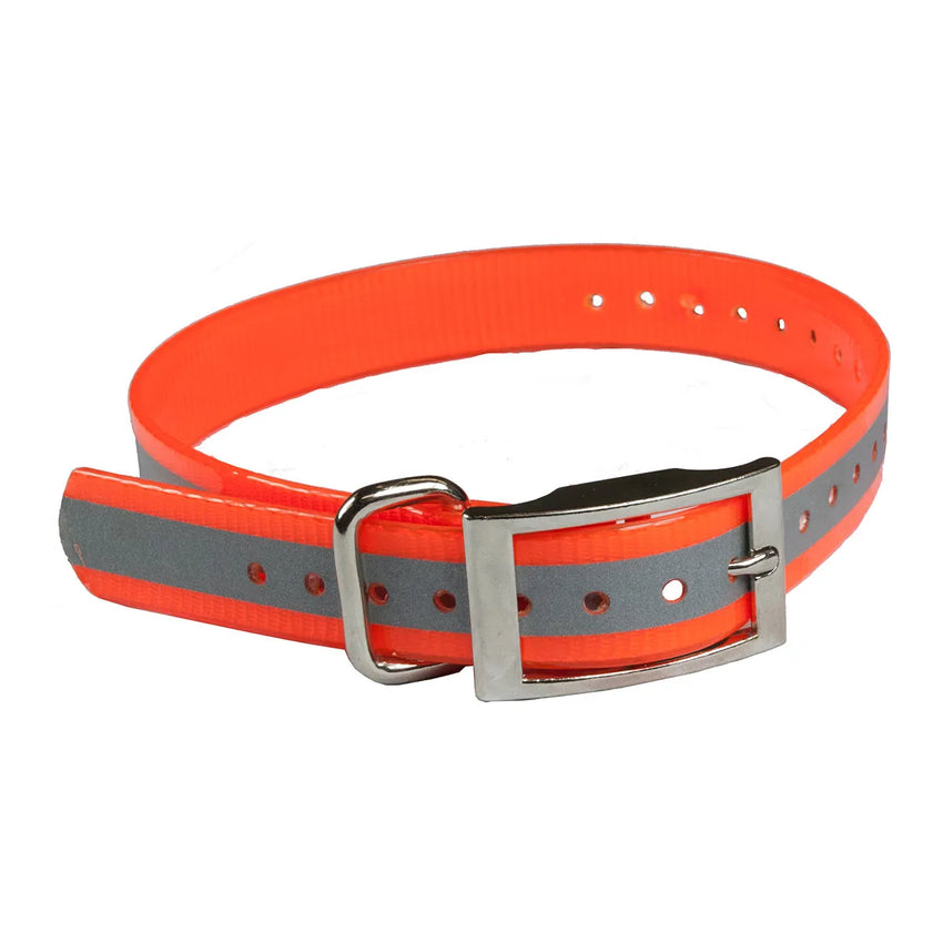 The Buzzard’s Roost Reflective Collar Strap 1″ Orange 1″ x 24″