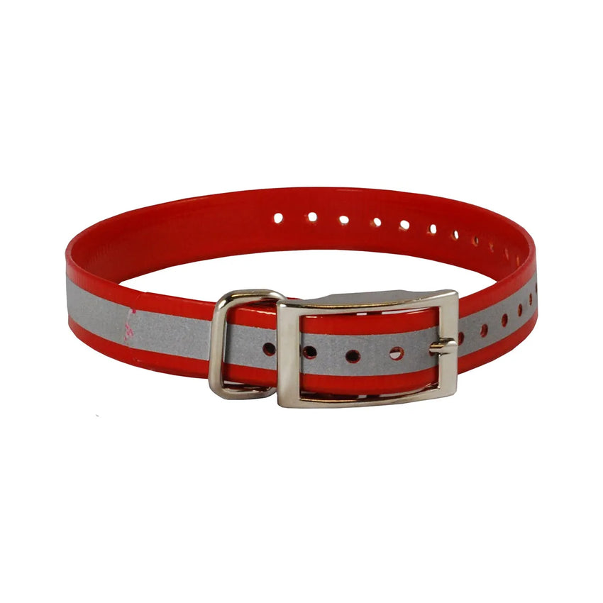The Buzzard’s Roost Reflective Collar Strap 1″ Red 1″ x 24″