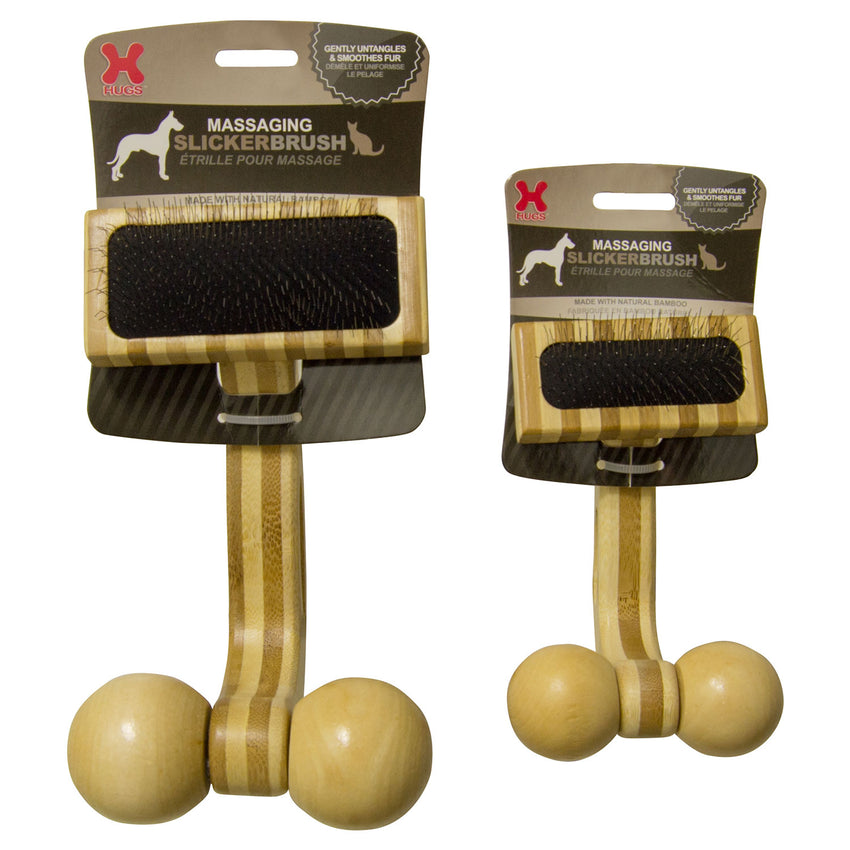 Hugs Pet Products Massaging Pet Slicker Brush Large Brown 7.5″ x 4.25″ x 3.5″