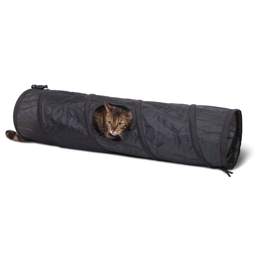 K&H Pet Products Cat Tunnel Toy Straight Tunnel Black 9" x 35" x 9"