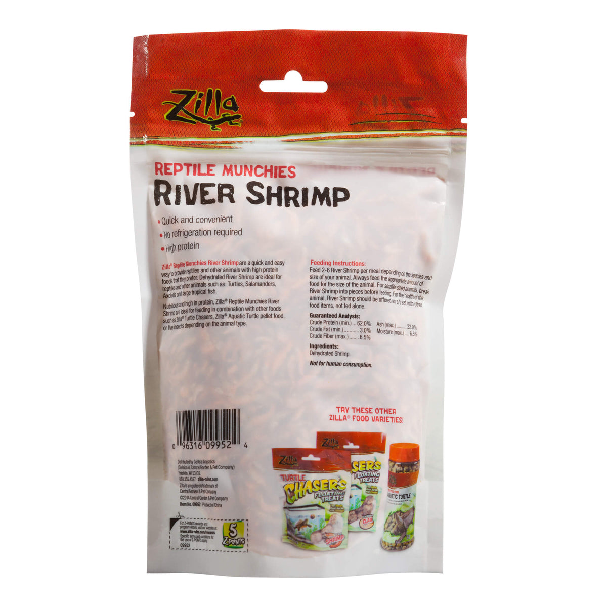 Zilla Reptile Munchies River Shrimp 2 ounces 5.875" x 2.75" x 9.5"