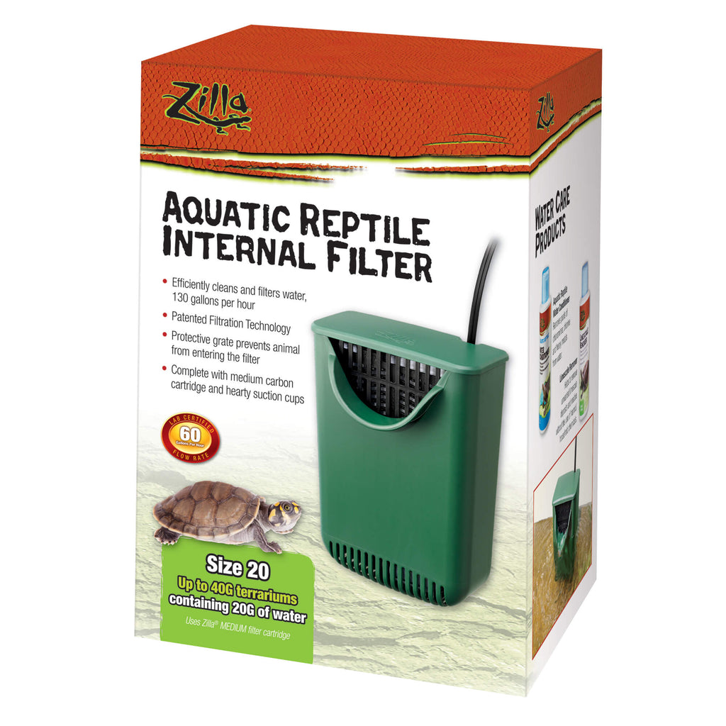 Zilla Aquatic Reptile Internal Filter Size 20 Green 5" x 4" x 8"