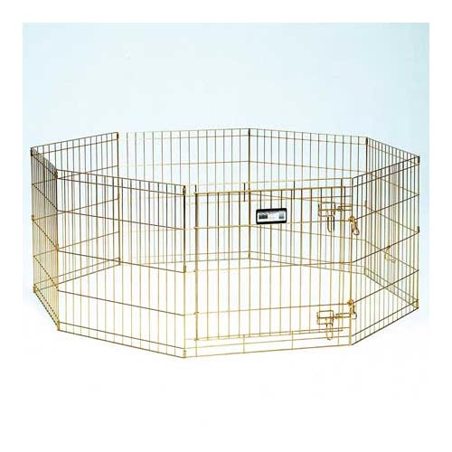 Gold Zinc Pet Exercise Pen 8 panels Gold 24″ x 30″