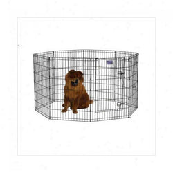 Black E-Coat Pet Exercise Pen with Walk-Thru Door 8 Panels Black 24″ x 30″