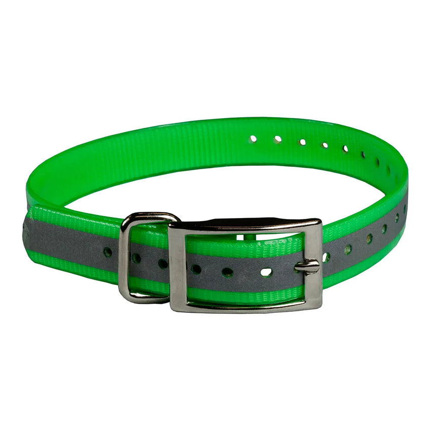 The Buzzard’s Roost Reflective Collar Strap 1″ Green 1″ x 24″