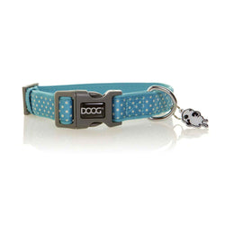 DOOG Neoprene Dog Collar Snoopy Large Blue/White Polka Dot