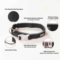 Comet Rechargeable Light Up Dog Collar Small Black 13.5" - 16" x 0.6"