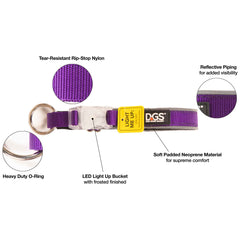 Comet Rechargeable Light Up Dog Collar Large Purple 20" - 25" x 1"