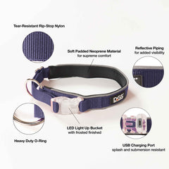 Comet Rechargeable Light Up Dog Collar Medium Navy 16" - 20" x 0.75"