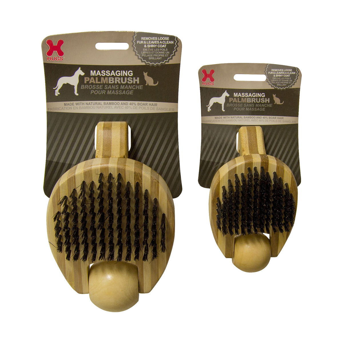 Hugs Pet Products Massaging Pet Palm Brush Large Brown 6.5″ x 4″ x 3″