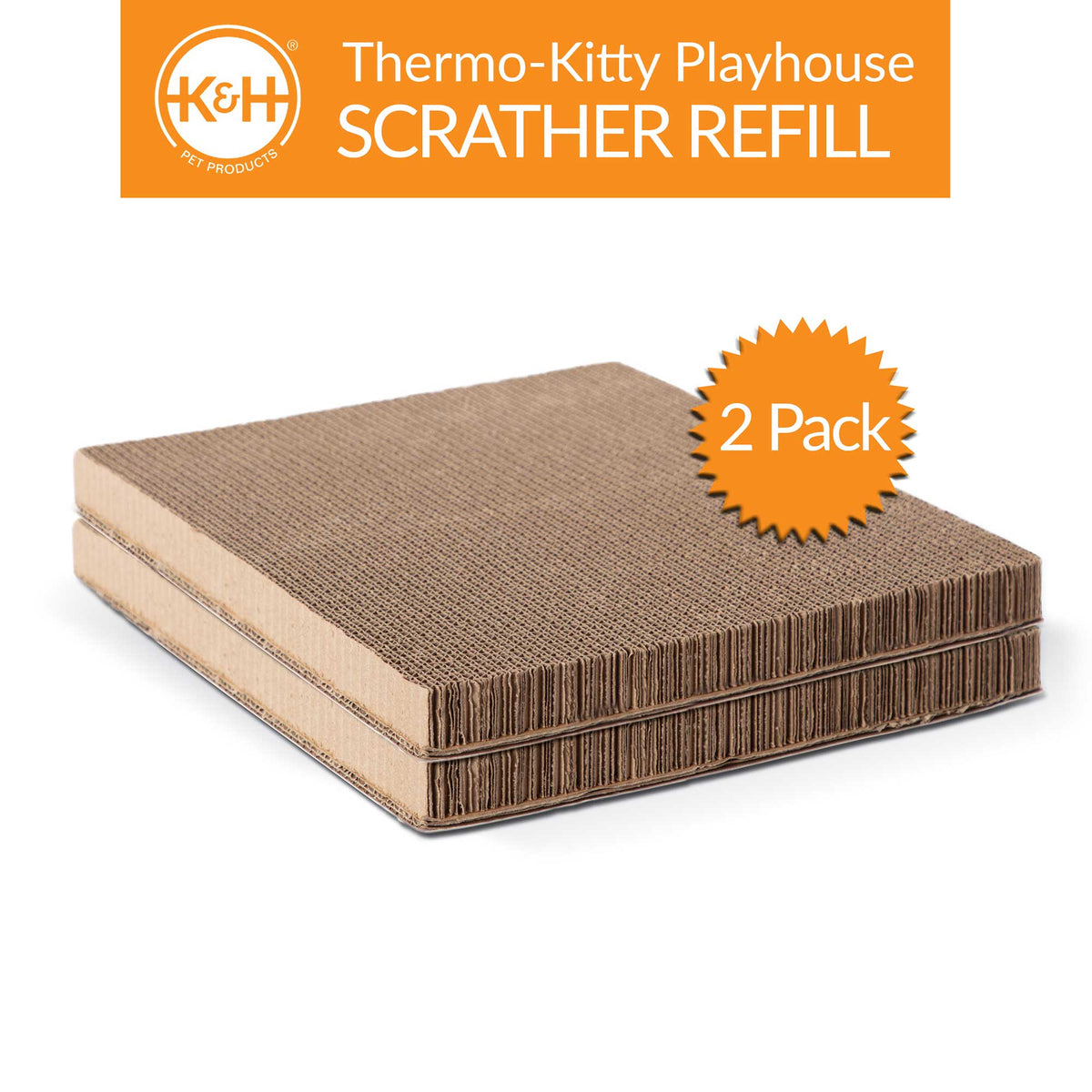 K&H Pet Products Thermo-Kitty Playhouse Cardboard Refill Only 2 pack Brown 12" x 14" x 0.5"