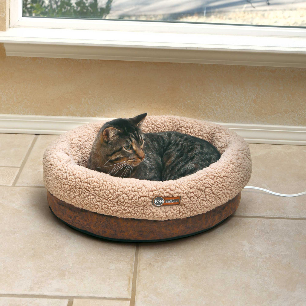 K&H Pet Products Thermo-Snuggle Cup Pet Bed Bomber Chocolate 14" x 18" x 7"