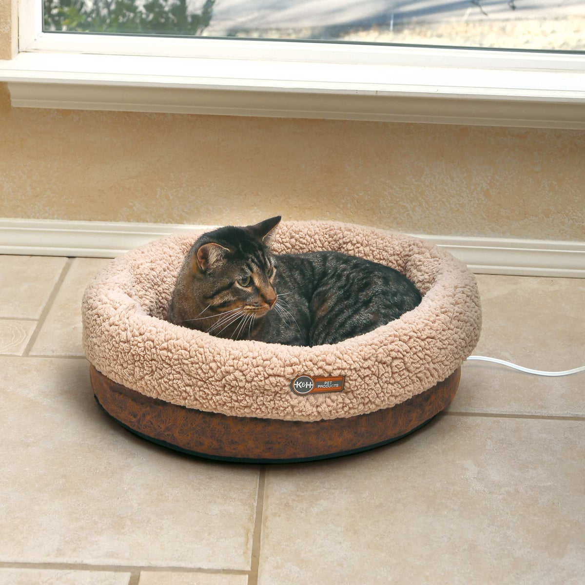 K&H Pet Products Thermo-Snuggle Cup Pet Bed Bomber Chocolate 14" x 18" x 7"