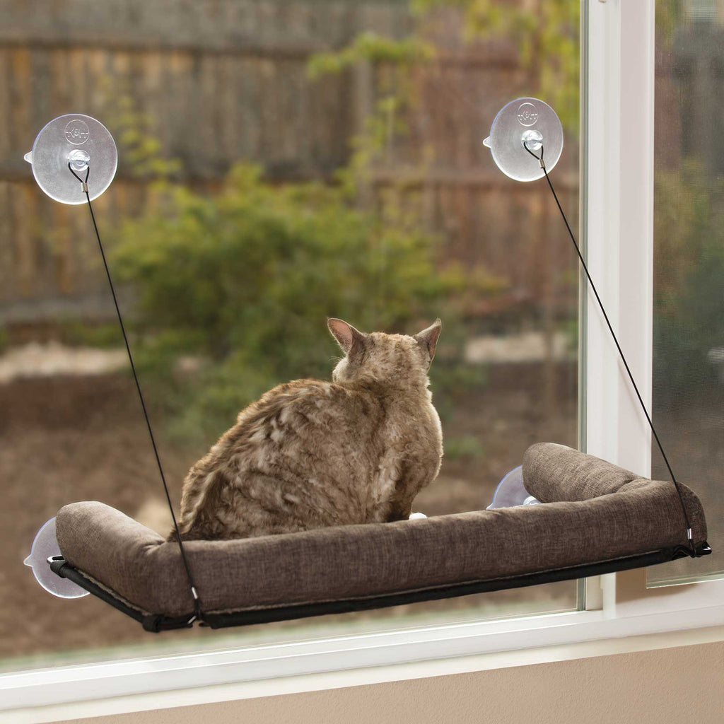 K&H Pet Products EZ Mount Kitty Sill Deluxe with Bolster Brown 12" x 23" x 2.5"