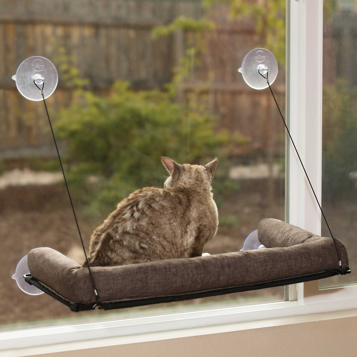 K&H Pet Products EZ Mount Kitty Sill Deluxe with Bolster Brown 12" x 23" x 2.5"