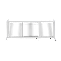 Freestanding Pet Gate HL Large White 39.8″ – 71.3″ x 17.7″ x 20.1″