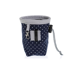 DOOG Treat and Training Pouch Small Navy/White Polka Dot 4.5" x 4.5" x 5.5"